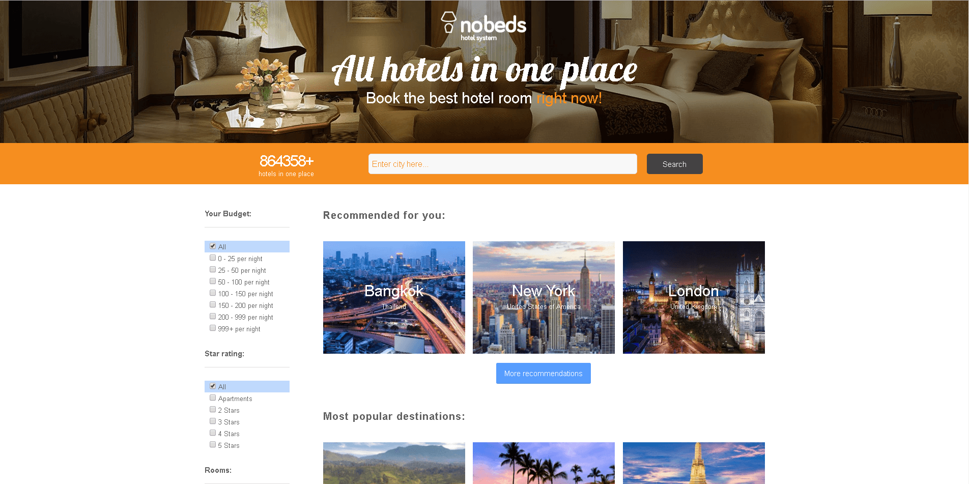 All hotels in one place